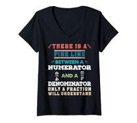 Femme Il y a une ligne fine entre un numérateur et un dénominateur T-Shirt avec Col en V