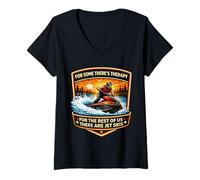 Femme Il y a Une thérapie pour Le Reste, il y a Un propriétaire de Jet Skis Jetski T-Shirt avec Col en V