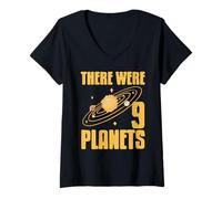 Femme Il Y Avait 9 Planètes Humour Espace Science T-Shirt avec Col en V