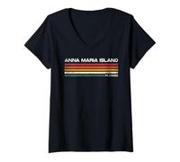Femme Île Anna Maria, Floride, île rétro, Anna Maria, Plage, Floride T-Shirt avec Col en V