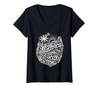 Femme Île de Majorque 2026 | Vacation d'été T-Shirt avec Col en V