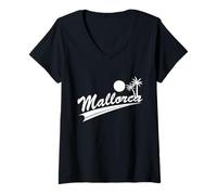 Femme Île de Majorque avec Palmiers T-Shirt avec Col en V