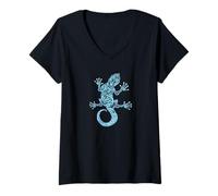 Femme Île de Tatouage polynésienne hawaïenne Gecko Tribal T-Shirt avec Col en V
