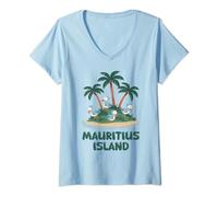 Femme Île Maurice Voyage Vacances Maurice Dodo Bird T-Shirt avec Col en V