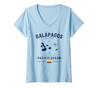 Femme Iles Galápagos Equateur Océan Pacifique Charles Darwin GPS T-Shirt avec Col en V
