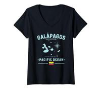 Femme Iles Galápagos Equateur Océan Pacifique Charles Darwin GPS T-Shirt avec Col en V