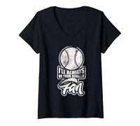 Femme I'll Always Be Your Biggest Fan Vintage Coach Baseball Mom T-Shirt avec Col en V
