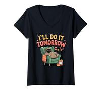 Femme I'll Do It Tomorrow Chemise Paresseux pour procrastinateurs T-Shirt avec Col en V