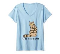 Femme I'll Do What I Want Cat Lover Funny for Cats Owners T-Shirt avec Col en V