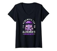 Femme I'll Remember for You Elephant Alzheimer Support T-Shirt avec Col en V
