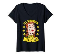 Femme I'll Shamrock Your World, Une Fille Pop Art de la Saint-Patrick T-Shirt avec Col en V