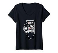 Femme Illinois Euchre Pick It Up I'm Going Alone Jeu de Cartes T-Shirt avec Col en V