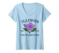 Femme Illinois Flower State Devise souvenir de prairie Fierté de voyage T-Shirt avec Col en V