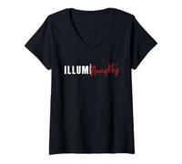 Femme IllumiNaughty Funny Conspiracy Theory Illuminati Unisexe T-Shirt avec Col en V