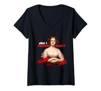 Femme Illustration A-t-on Demandé T-Shirt avec Col en V