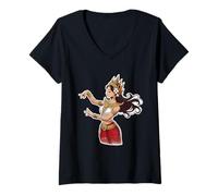 Femme Illustration cambodgienne Apsara Khmer Dance T-Shirt avec Col en V