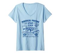 Femme Illustration culinaire Vintage du Montreal Poutine Club T-Shirt avec Col en V