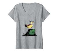 Femme Illustration de Canard Chevalier héroïque dans Une Cape et Un Casque à Plumes T-Shirt avec Col en V