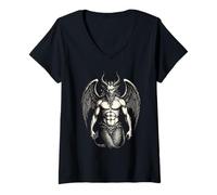 Femme Illustration de démon Crocell de marée céleste T-Shirt avec Col en V