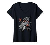 Femme Illustration de GNOME Rocheux T-Shirt avec Col en V