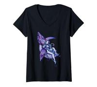 Femme Illustration de la fée de la Lune Violette Moonlit Soul T-Shirt avec Col en V