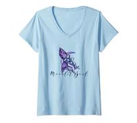 Femme Illustration de la fée de la Lune Violette Moonlit Soul T-Shirt avec Col en V