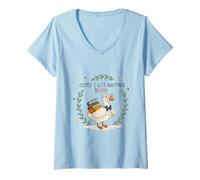 Femme Illustration de Lecture d'une oie drôle, Oups, Un Autre Livre T-Shirt avec Col en V