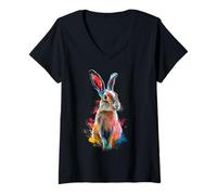 Femme Illustration de lièvre T-Shirt avec Col en V