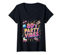 Femme Illustration de retour d'énergie amusante des années 80 T-Shirt avec Col en V