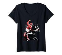 Femme Illustration du vainqueur de Cheval de Course Jockey T-Shirt avec Col en V