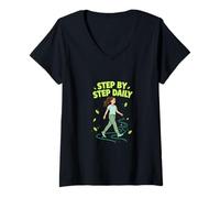 Femme Illustration étape par Progression Quotidienne T-Shirt avec Col en V