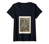 Femme Illustration Grenouilles Ernst Haeckel T-Shirt avec Col en V