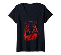 Femme Illustration tête de léopard panthère Bold Art, Love Cats T-Shirt avec Col en V
