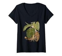 Femme Illustration vectorielle botanique Taro T-Shirt avec Col en V