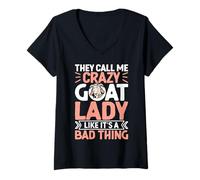 Femme Ils m'appellent Crazy Goat Lady comme si c'était Une Mauvaise Chose T-Shirt avec Col en V