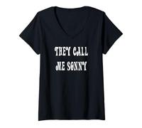 Femme Ils m'appellent Sonny T-Shirt avec Col en V