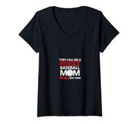 Femme Ils m'appellent Une Maman De Baseball Folle T-Shirt avec Col en V