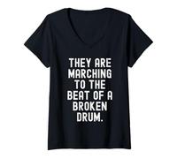 Femme Ils marchent au Rythme d'un Tambour cassé Sage T-Shirt avec Col en V