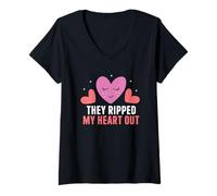 Femme Ils m'ont arraché le cœur tricheur Heartbroken Tricherie T-Shirt avec Col en V