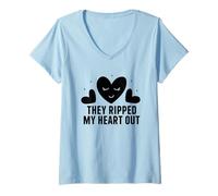 Femme Ils m'ont arraché le cœur tricheur Heartbroken Tricherie T-Shirt avec Col en V