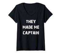 Femme Ils m'ont Fait Capitaine T-Shirt avec Col en V
