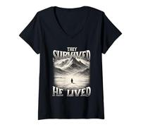 Femme Ils Ont survécu, il a vécu - Un mème de Pingouin nihiliste Tendance T-Shirt avec Col en V