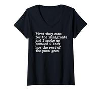 Femme Ils sont d'abord Venus pour Les Immigrants et J'Ai Pris la Parole T-Shirt avec Col en V