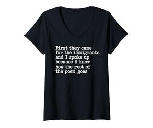 Femme Ils sont d'abord Venus pour Les Immigrants et J'Ai Pris la Parole T-Shirt avec Col en V
