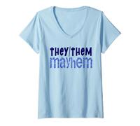 Femme Ils/Them : Mayhem Trans Non-Binaire Genderqueer Agender T-Shirt avec Col en V