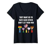 Femme Ils veulent Que Nous Nous détestons, ne Les Laissez Pas Gagner T-Shirt avec Col en V