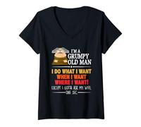 Femme I'm A Grumpy Old Man I Do What I Want When I Want Funny T-Shirt avec Col en V