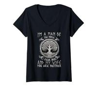 Femme I'm A Man Of The Norse I Fear Odin And My Wife I Viking T-Shirt avec Col en V