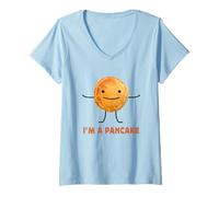 Femme I'm a Pancake Funny Pancake Meme Hilarious Breakfast T-Shirt avec Col en V
