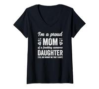 Femme Im A Proud Mom Of An Awesome Daughter Funny She Bought This T-Shirt avec Col en V